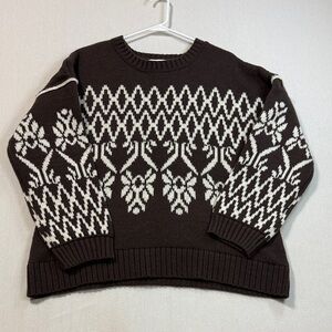 Altar'd State Brown and White Patterned Sweater